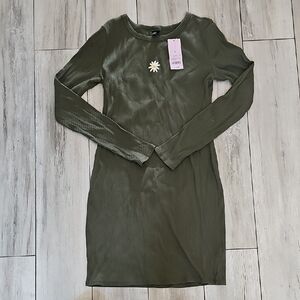 Olive Green Long Sleeve Dress